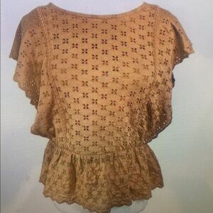 Chic Tan Eyelet Kids Blouse